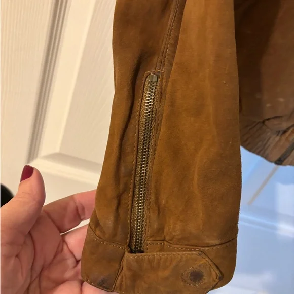 Massimo Dutti Tan Suede Bomber Jacket 100% Goatskin Size S/36 - Picture 6 of 16